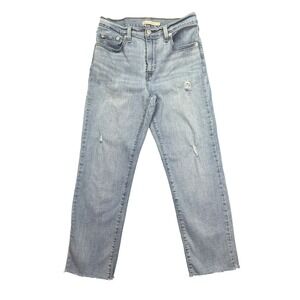 Levi's 724 High‎ Rise Straight Crop Distressed Denim Jeans Sz 29 Fits 27"